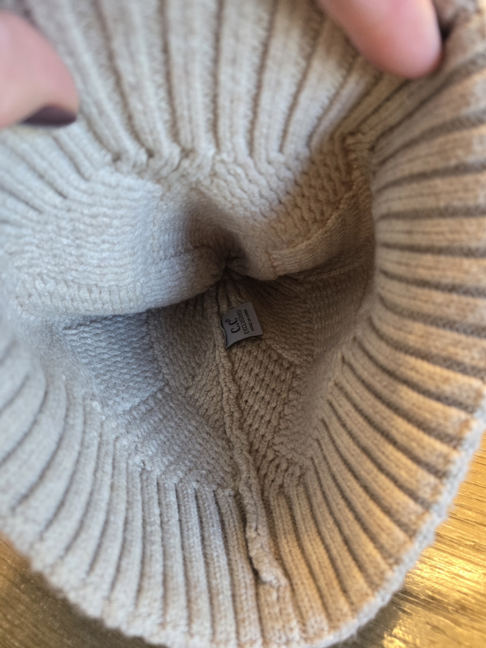 C.C Bundle Pom Knit Beanies - Cream & Gray - Picture 5 of 5